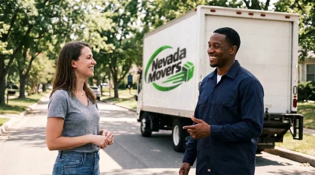 Customer speaking with a Nevada Movers representative